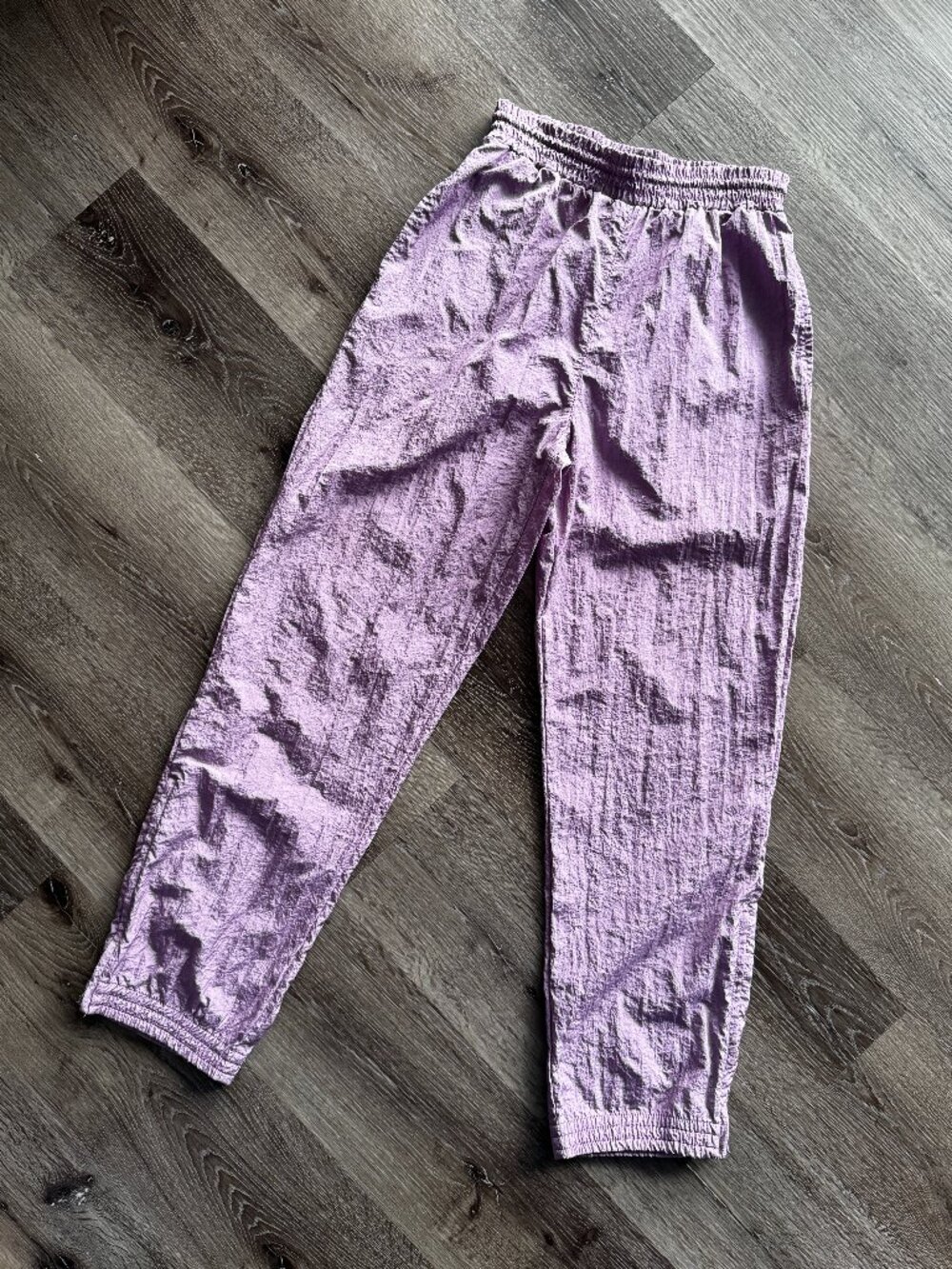 Vintage 1980s Puma lilac purple satin windbreaker zip leg athletic pants | M